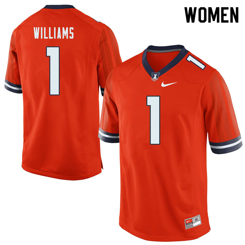 Women #1 Isaiah Williams Illinois Fighting Illini College Football Jerseys Sale-Orange - Click Image to Close